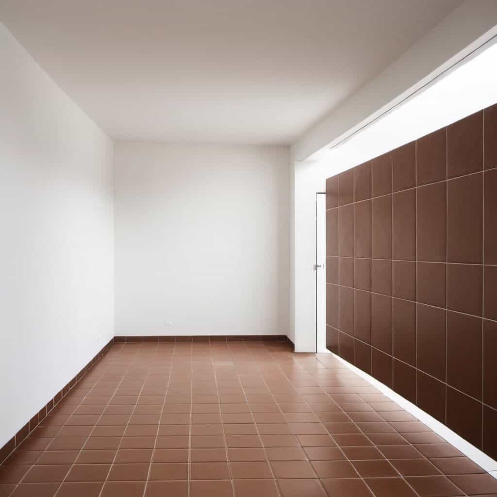 Brown Tiles With White Wall Paint 1