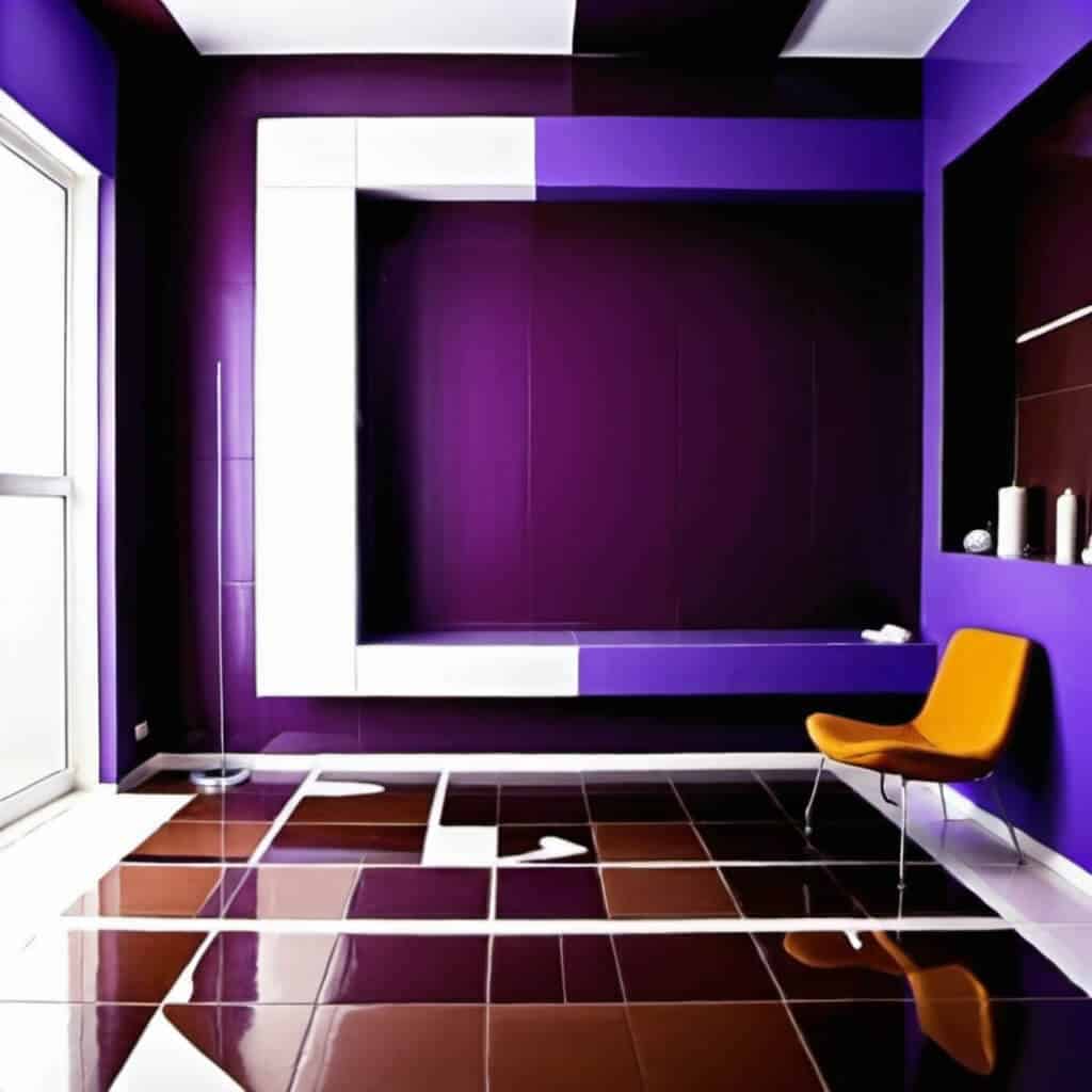 Brown Tiles with Purple Wall Paint
