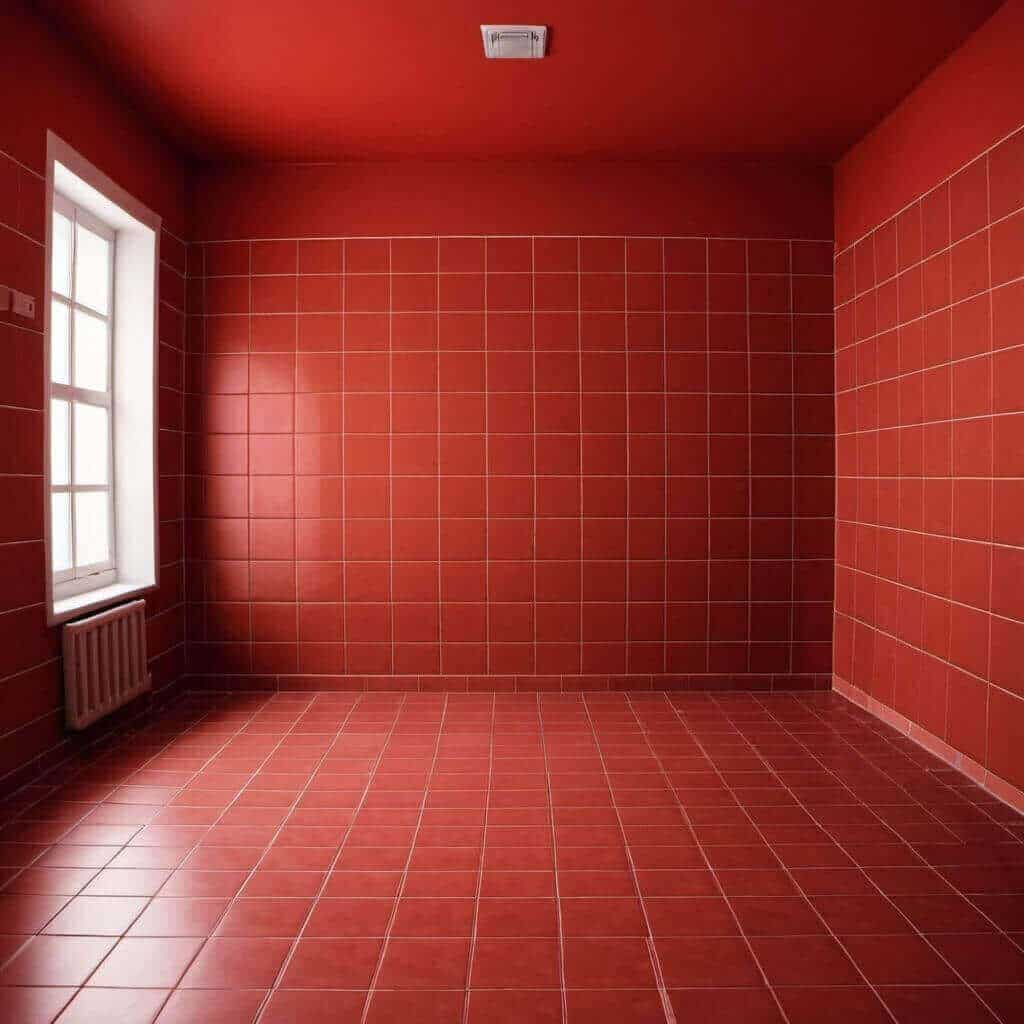 Brown Tiles with Red Wall Paint