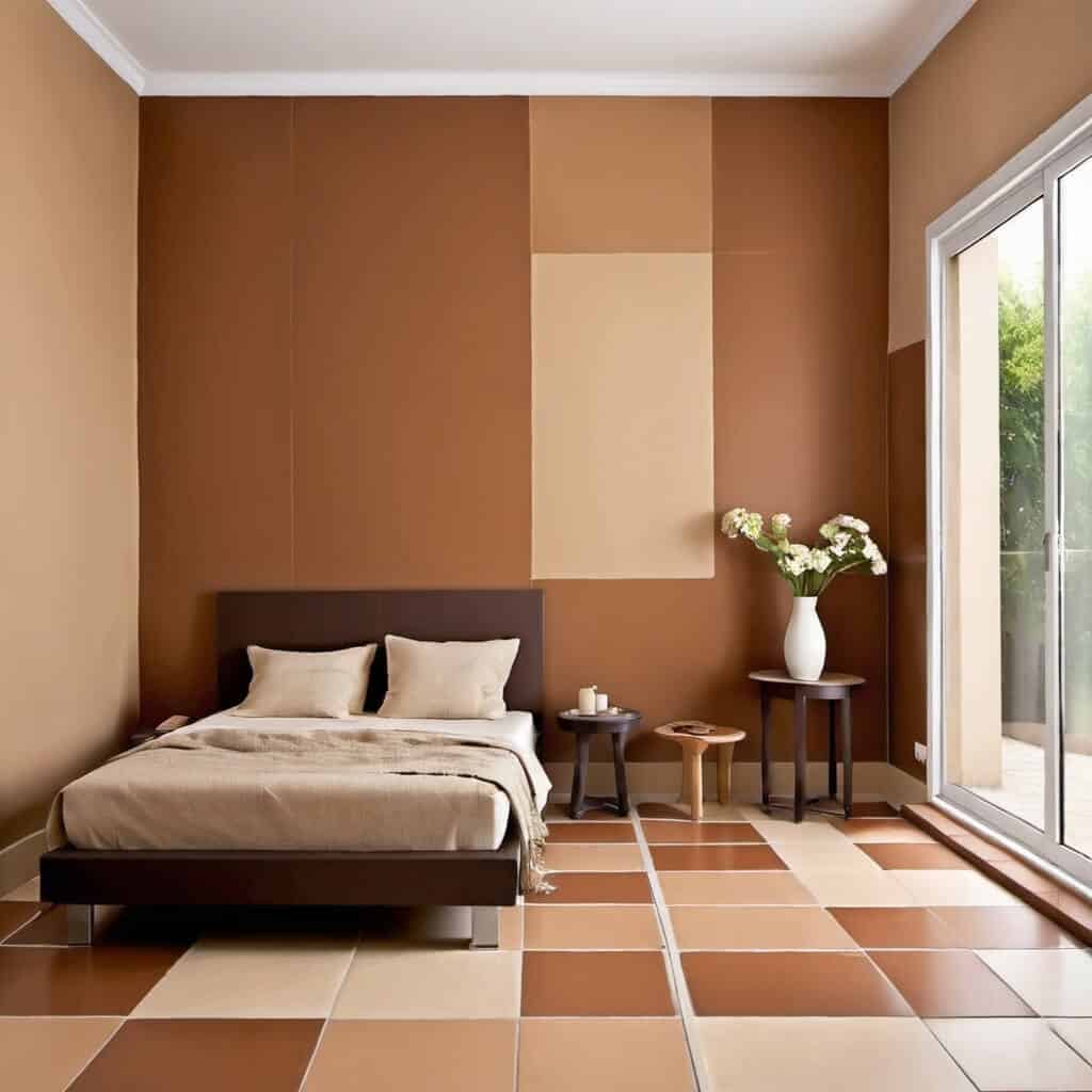 Brown tiles with Brown Wall Paint